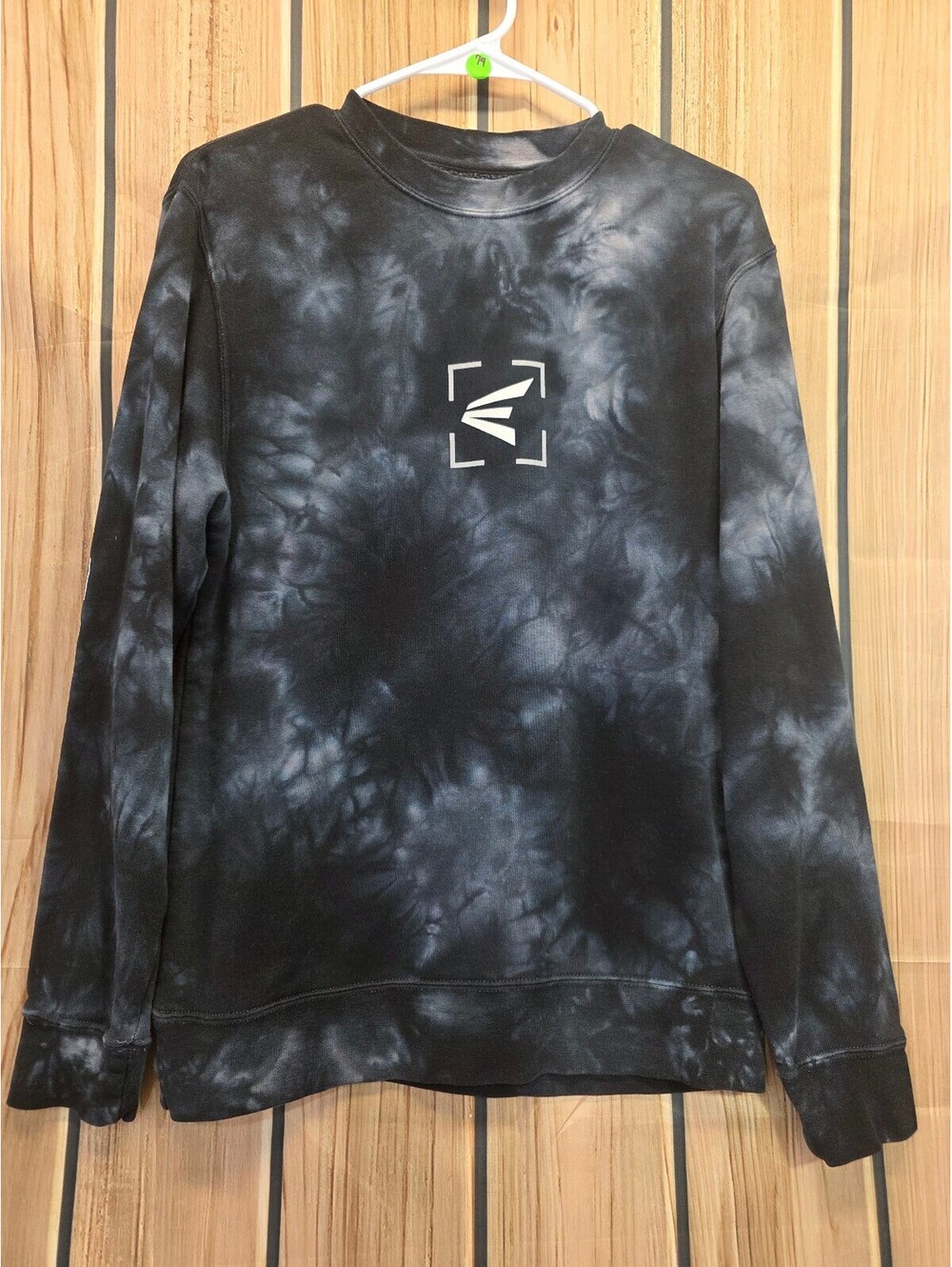 Easton Small Black Tie-Dye Crewneck Sweatshirt with Logo
